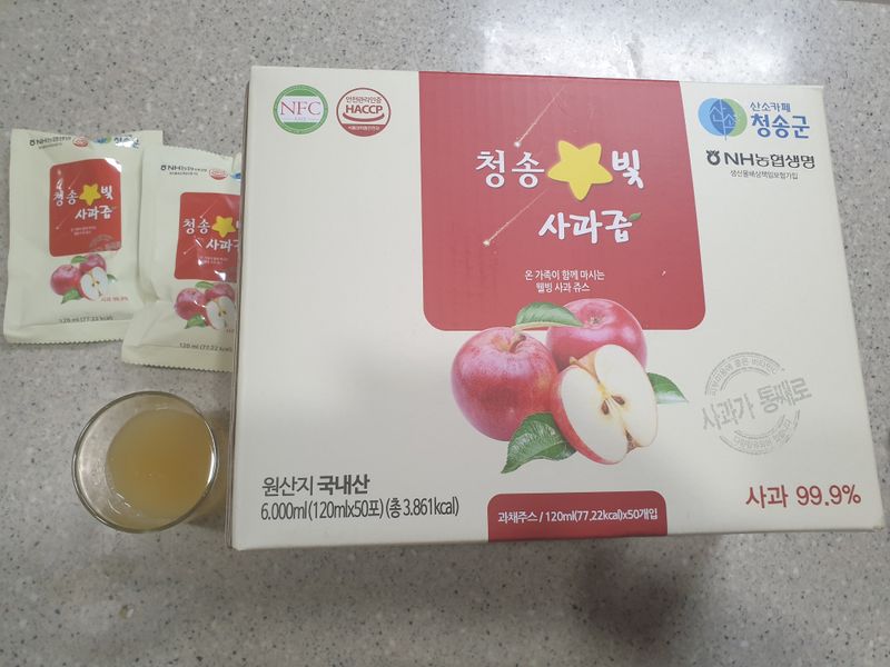 성문농장 김진배의따뜻한세상이야기 성문사과즙 1박스 120ml 25포 3000G x 1EA 썸네일 2
