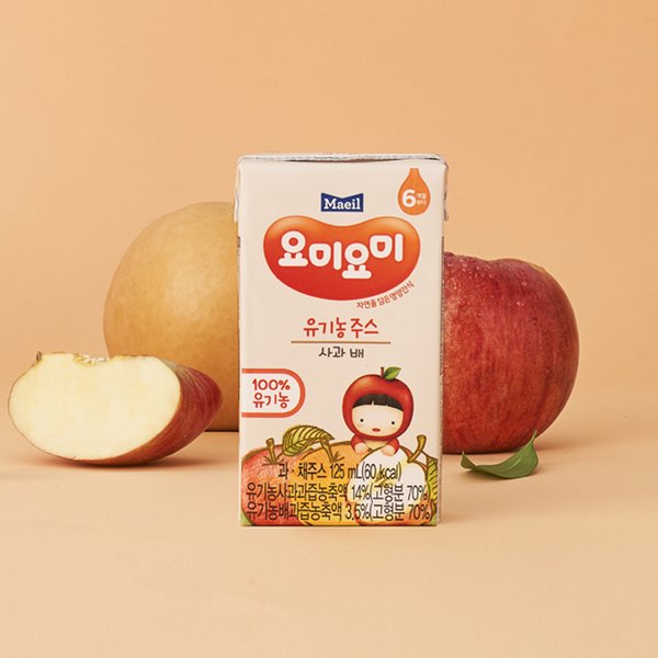 매일유업 맘마밀 요미요미 유기농주스 사과배 125ml  x 3EA 썸네일 2