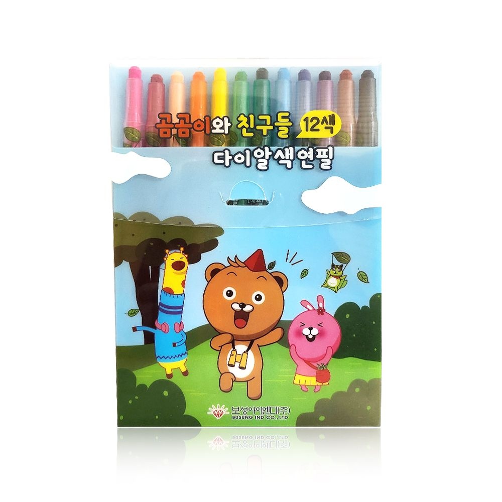 곰곰이와 친구들 다이아몬드 삼각크레용 24색 (원통형 케이스) 썸네일 3